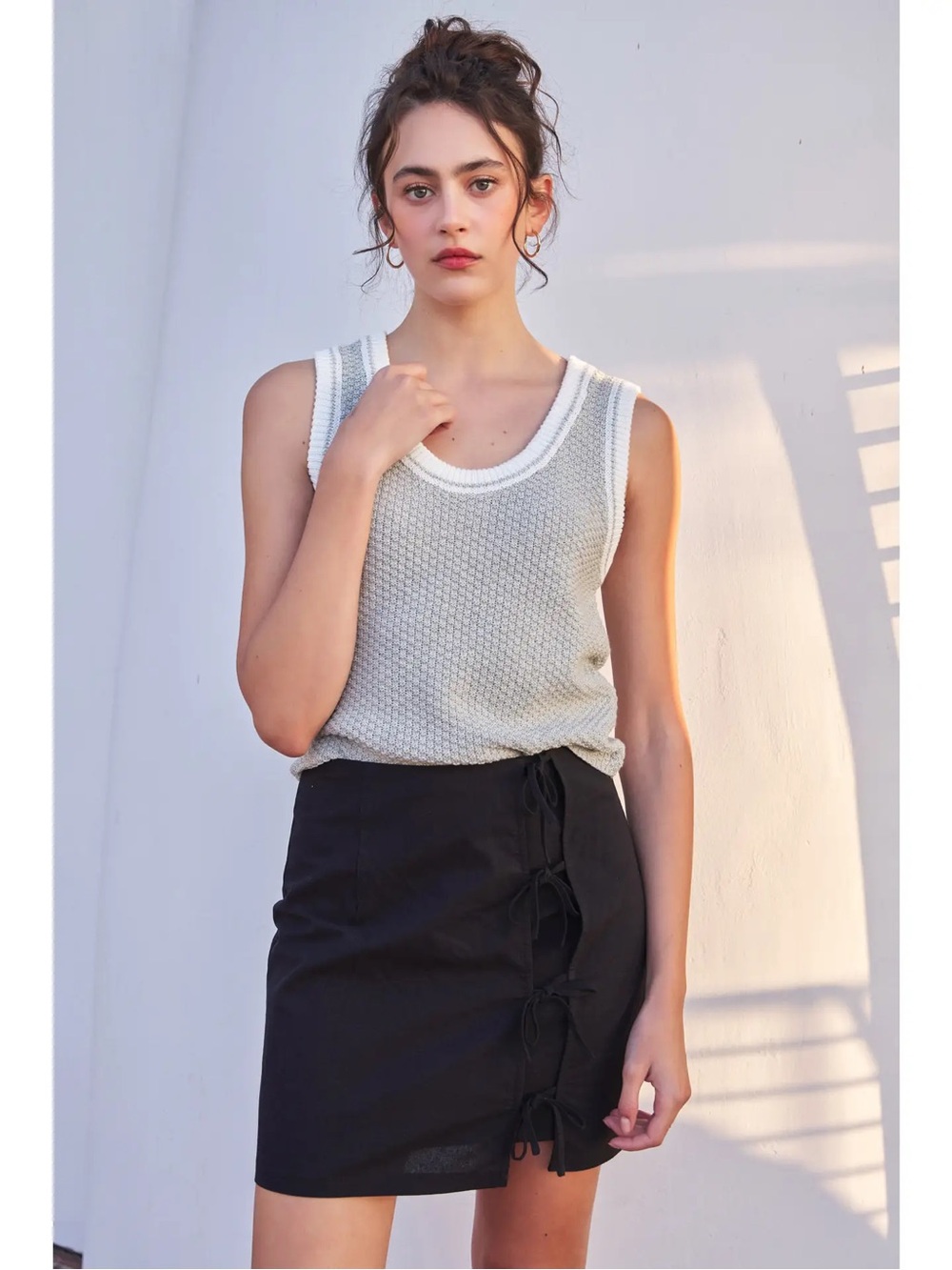 NWT Cotton Mini Skirt with Bow Detail